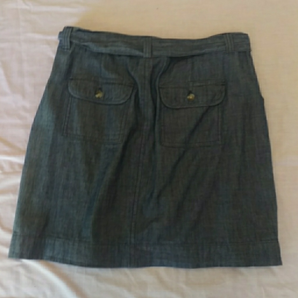 Old navy chambray denim zippered tie front skirt e - Picture 2 of 8